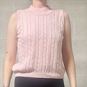 Vintage United Colors Benetton Cable Knit Mock Neck Sweater Vest